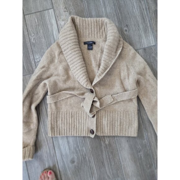 Elana Solano Cashmere Cardigan Tan Size Large. Hole Mended. Pls See Picture - Picture 2 of 8